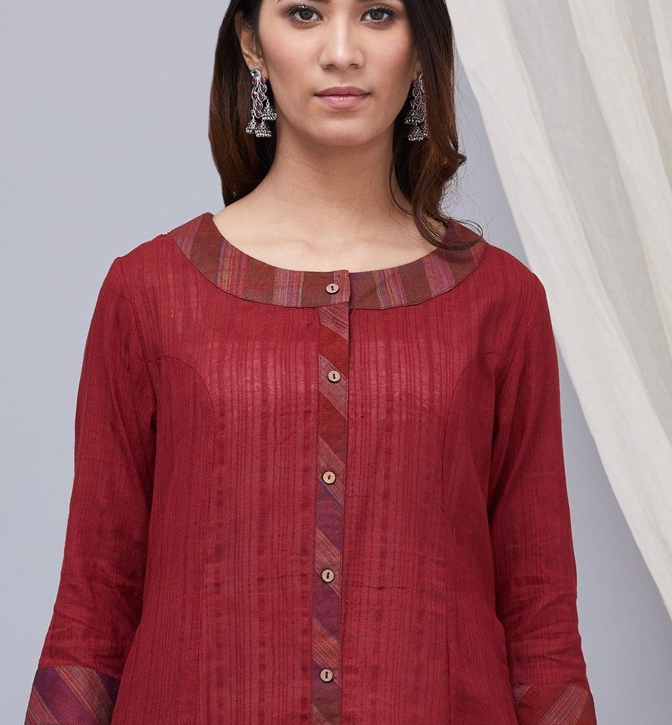 Buy AWESPIRE Women's Designer Handloom Twill Cotton Kurti | Pantaloon |  Blood Red | Round Neck Women's Kurta Dress (XX-Large) at Amazon.in