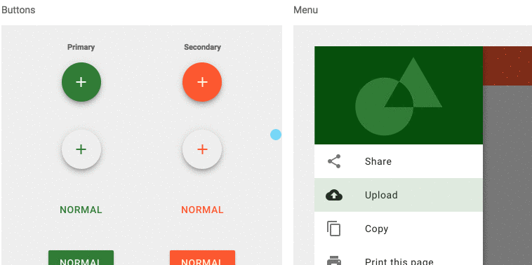 Material Design Components code and examples preview