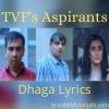 Dhaga song lyrics thumbnail containing pictures of three main actors in a scene