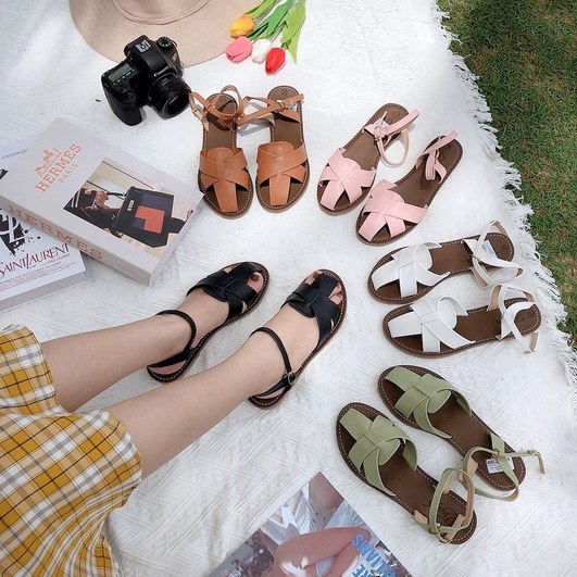 GIÀY SANDAL TRỆT RỌ CHÉO MŨI ĐẾ SU MỀM ÊM CHÂN VNXK