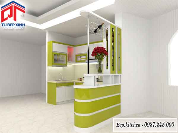 thiết kế quầy bar mini cho gian bếp nhỏ tủ bếp có quầy bar