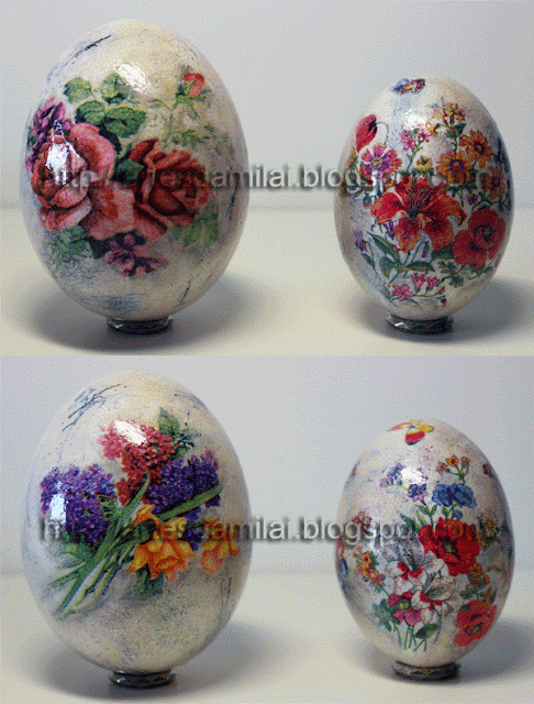 Ovos com decoupage pictórica