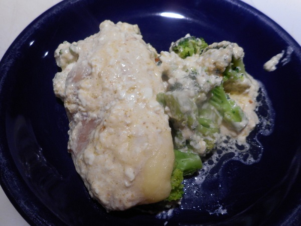 My Alfredo Chicken Bake: Large Chicken Breast, Small Serving Broccoli