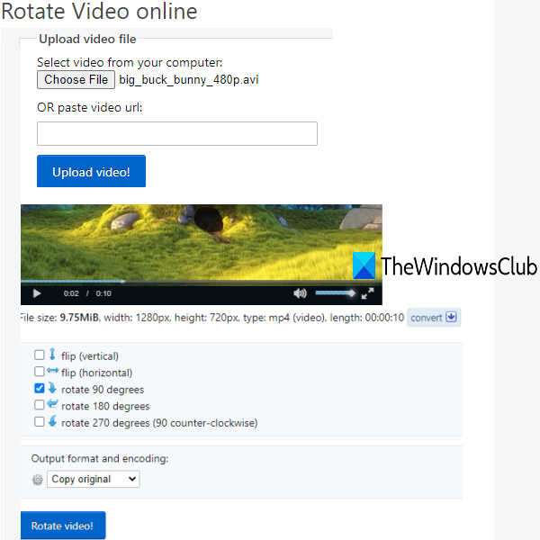 Ezgif.com met Rotate Video Online-tool