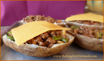 Taco Stuffed Potato Skins | recipe developed by www.BakingInATornado.com | #recipe #dinner