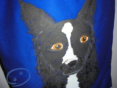 ręcznie malowana torba z border collie pies malowany ręcznie handmade Adzik tworzy