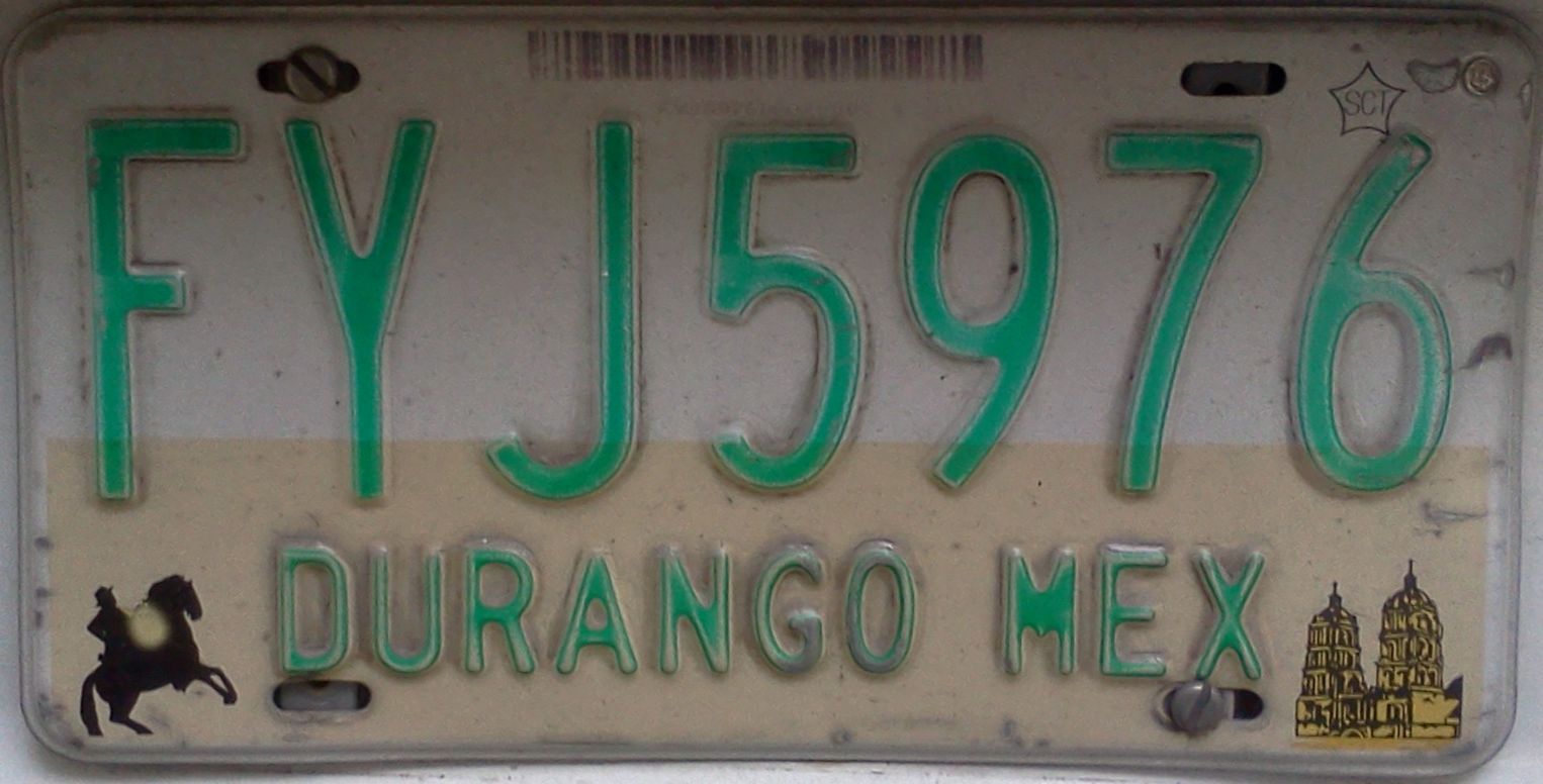 Placas de Autos de México y otras COS999AS Durango Placa de Auto
