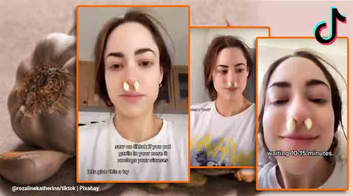Woman stuffs her nose with garlic in latest TikTok hack, America, News, Video, Health and Fitness, Woman, Social Media, World