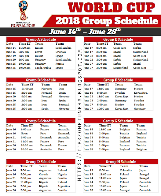 2018 FIFA World Cup Russia Match Schedule With PDF ~ Tips Zone Tuners 2018 FIFA World Cup Russia Match Schedule With PDF ~ Tips Zone Tuners