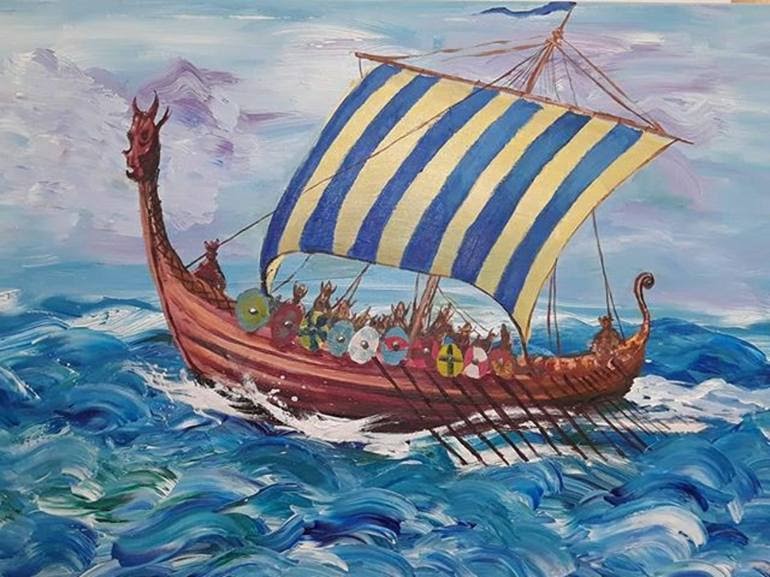 The Famous Painting Norway's Viking Ship Painting by Kristi Argyle