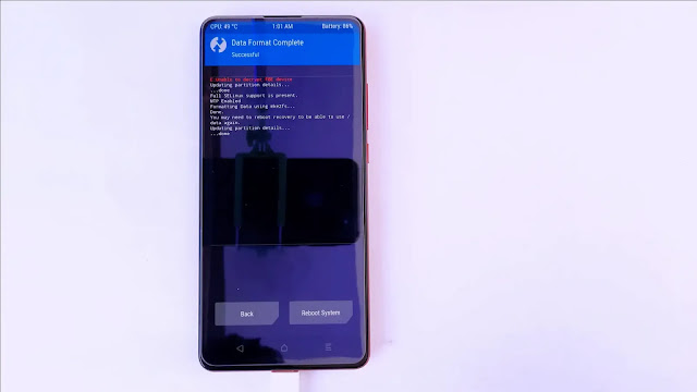 data format successful in k20 pro format data successful