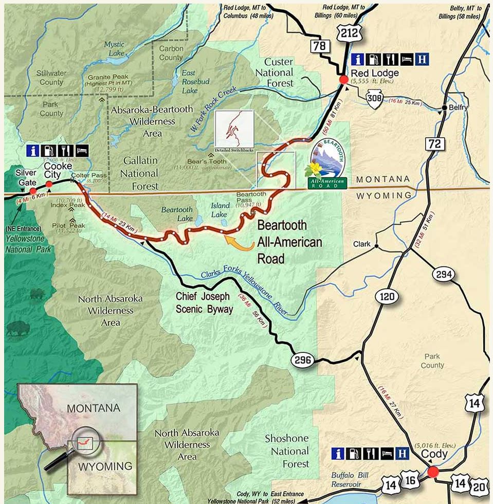 GoneByRV Driving the Beartooth - BeartoothHwyMap.JPG