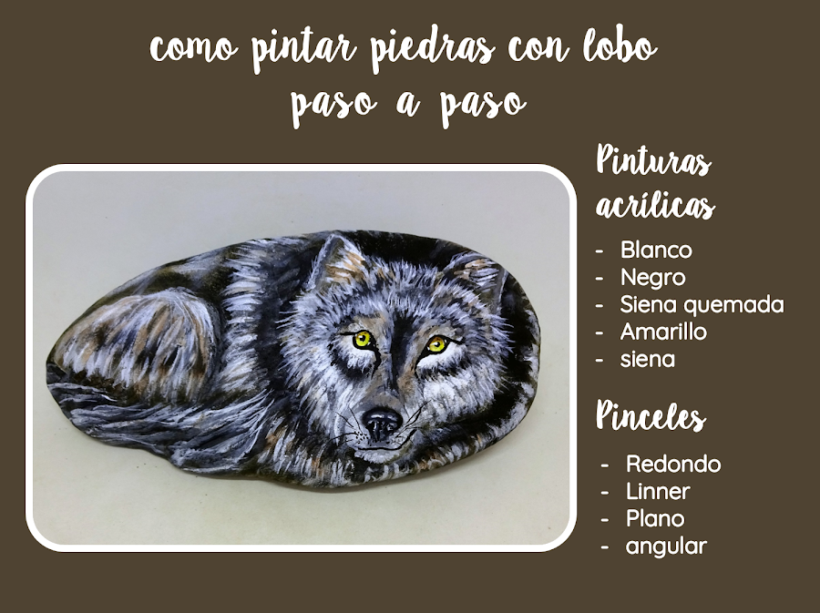 COMO PINTAR PIEDRAS CON LOBO PASO A PASO