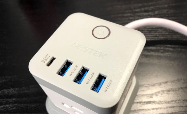 BESTEK 3-outlet vertical solid shape electrical extension with USB-C review