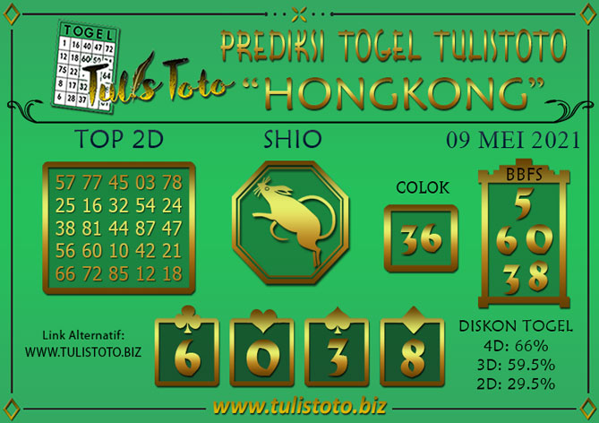 Prediksi Togel HONGKONG TULISTOTO 09 MEI 2021