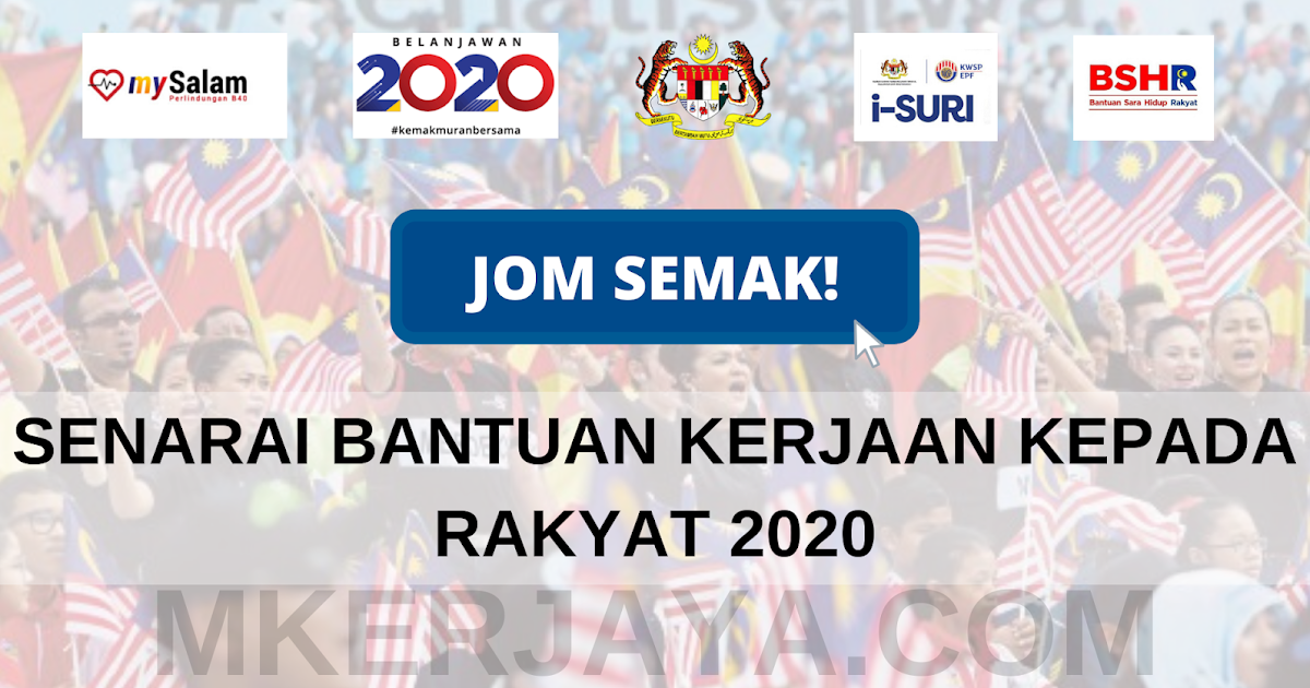 Senarai Bantuan Kerajaan Kepada Rakyat 2020