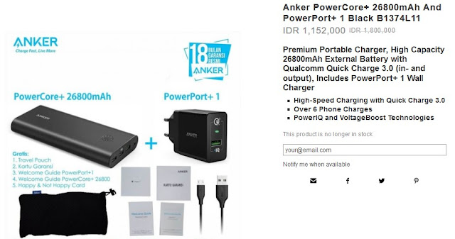 Power bank terbaik dan terkuat - Anker Powercore 26800 mAh