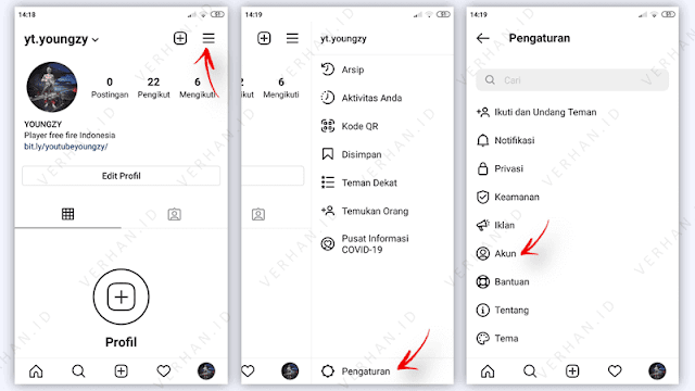 mengubah pengaturan akun instagram