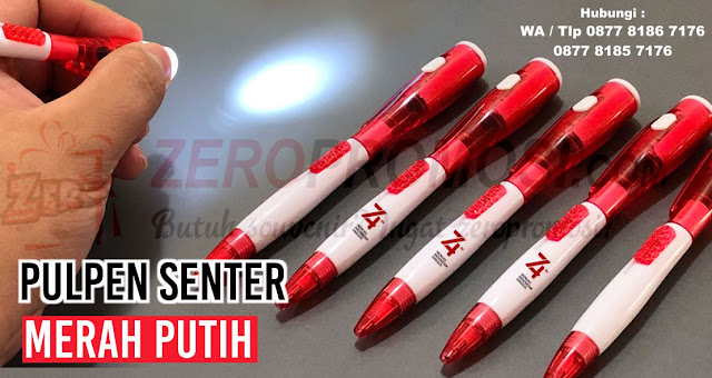 jual Pulpen Senter Merah Putih, Pulpen senter 17 agustusan, Souvenir Kemerdekaan