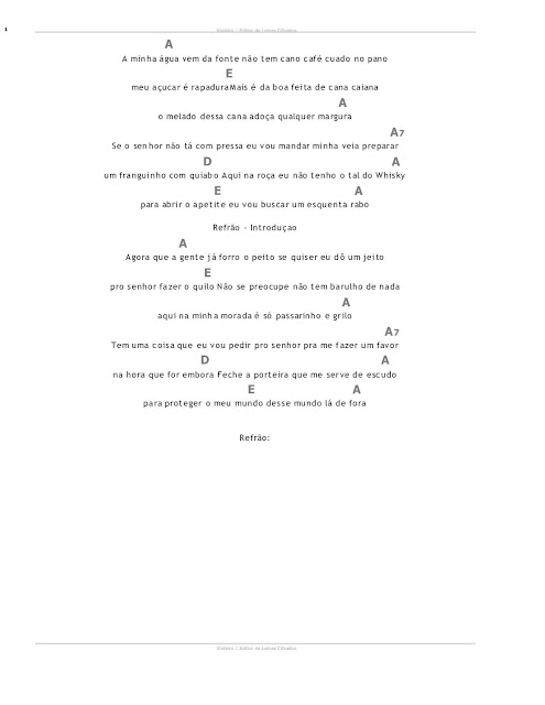 Cifra e tablatura para viola caipira da música casa de casa de cabolco 2