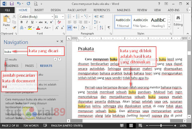 Cara mudah mencari kata di ms word