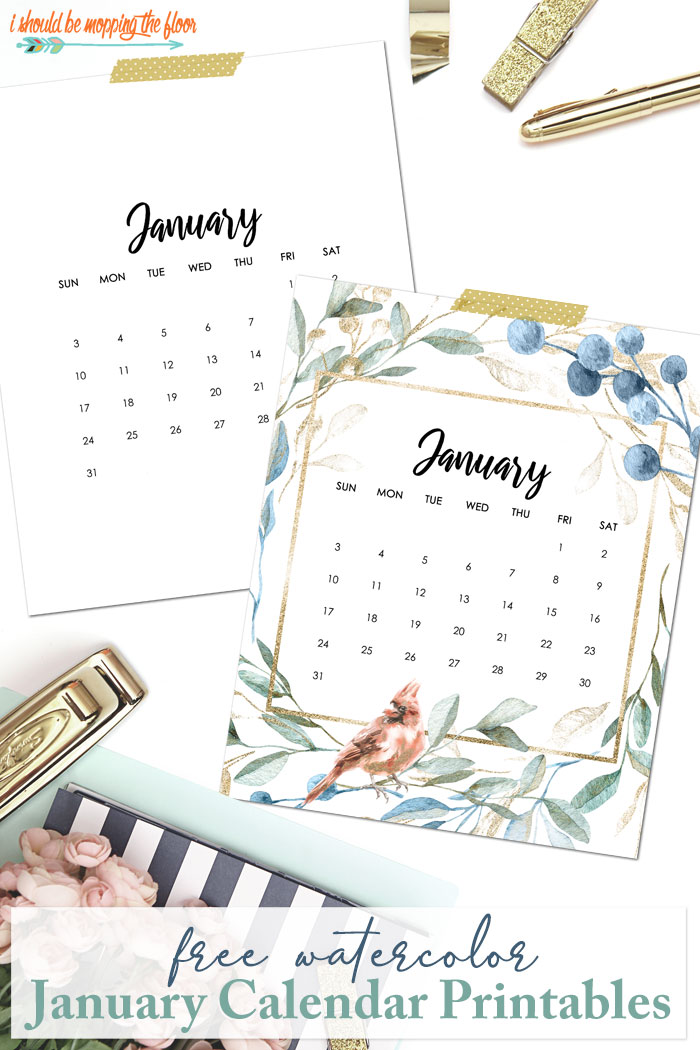 Free January Calendar Printable i should be mopping the floor