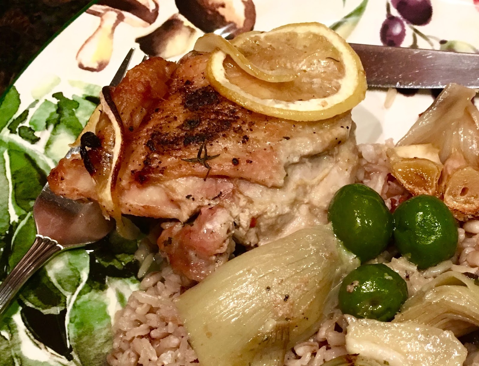 Cooking without a Net Braised Chicken Thighs with Marinated Artichokes