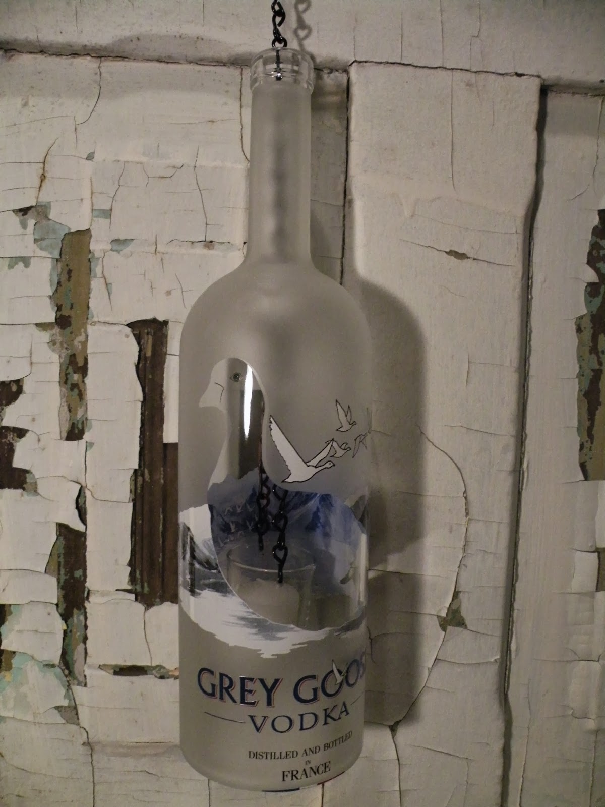 I'm having an ARTattack!!! Upcycled Grey Goose Bottle Candle Holder