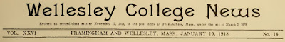 Paper title of Wellesley College News 1-10-1918