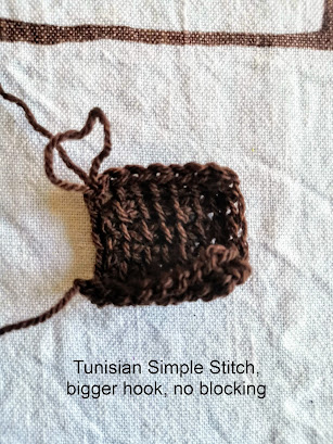 curling and gauge in Tunisian crochet