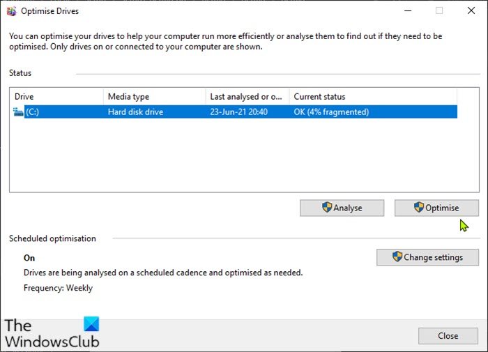 Desfragmentar el disco duro usando un archivo por lotes