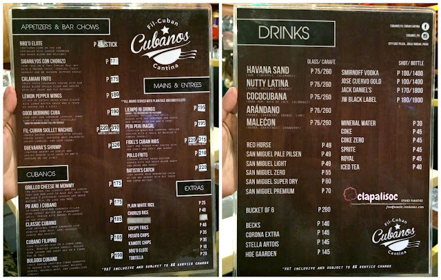 Cubanos Fil-Cuban Cantina Menu