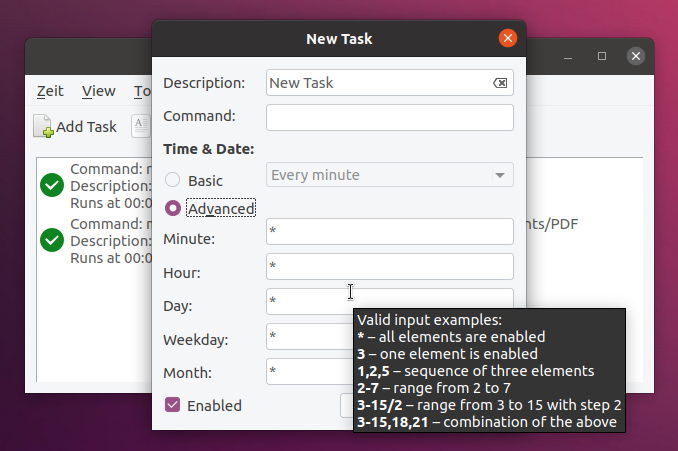Task linux. Как настроить Cron для ежедневного выполнения. Как пользоваться Cron в Ubuntu. Gui. Schedule Command rcon.