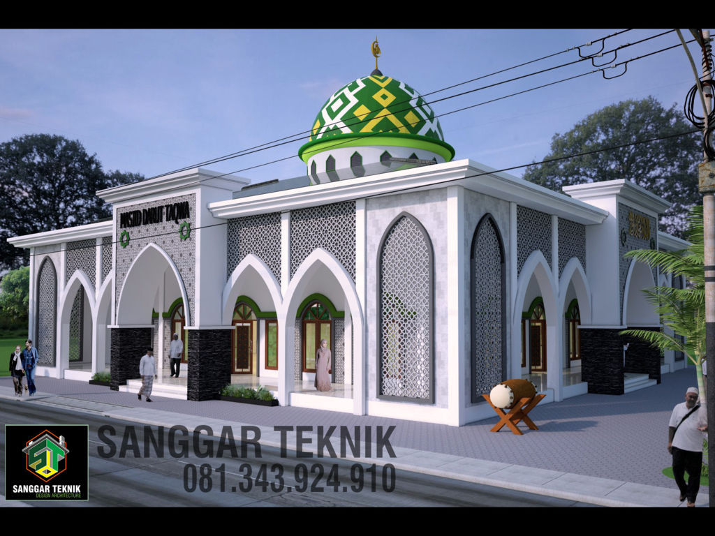 GAMBAR DESAIN  MASJID  SEMI MINIMALIS  MODERN  2D 3D DWG  FILE 