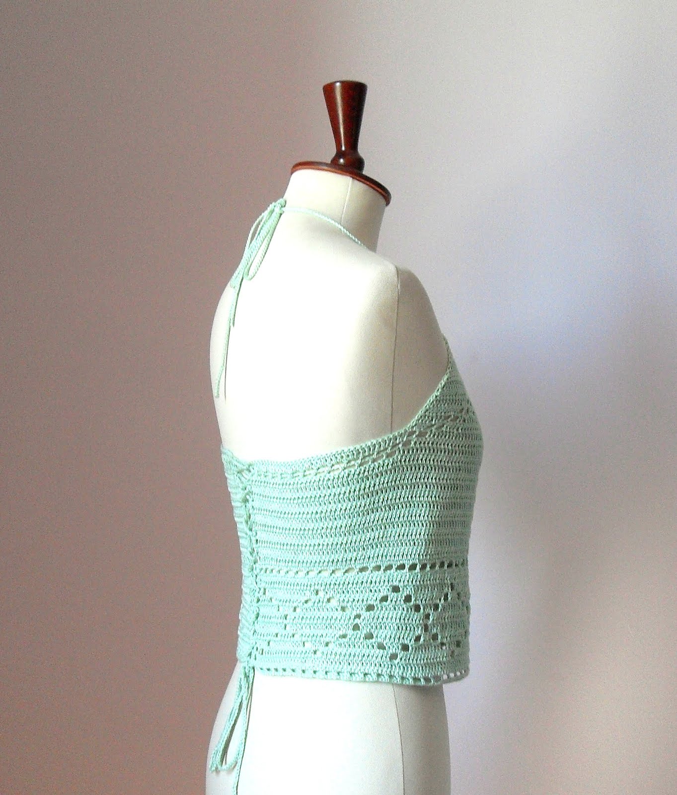 SILVIA66: Crocheted tank top corset Halter Green Mint Handmade Summer ...