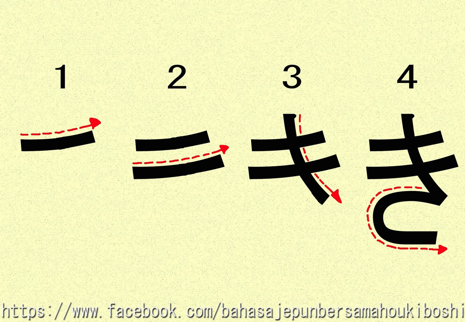 MARI BELAJAR BAHASA JEPUN BERSAMA HOUKI BOSHI CARA MENULIS HIRAGANA KA, KI, KU, KE, KO