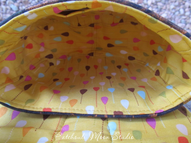 Patchouli Moon Studio~ Dollie Mini Cross Body Bag in Painted Fabric & Cork-Look Fabric