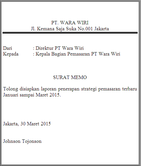 Contoh Memo Dan Penulisannya Inovstudy Situs Belajar Online