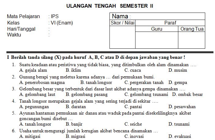 Contoh Soal C2 Mata Pelajaran Ips Sd / Contoh Soal UAS
