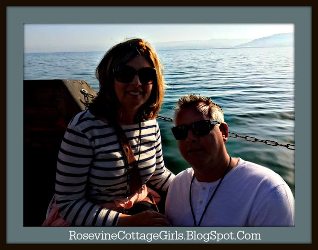 My son Eric and I on a boat on the Sea of Galilee