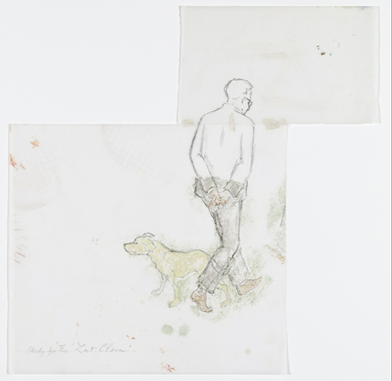 Francis Alÿs Untitled (study for last clown), 2001 Graphite, paint and tape on vellum 35.2 x 34.9 cm Francis Alÿs Untitled (study for last clown), 2001 Graphite, paint and tape on vellum 35.2 x 34.9 cm