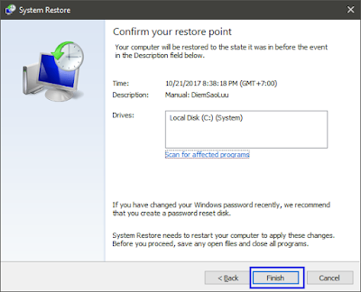 Hướng dẫn tạo, sử dung, xóa điểm khôi phục (Restore Point) trên Windows 10