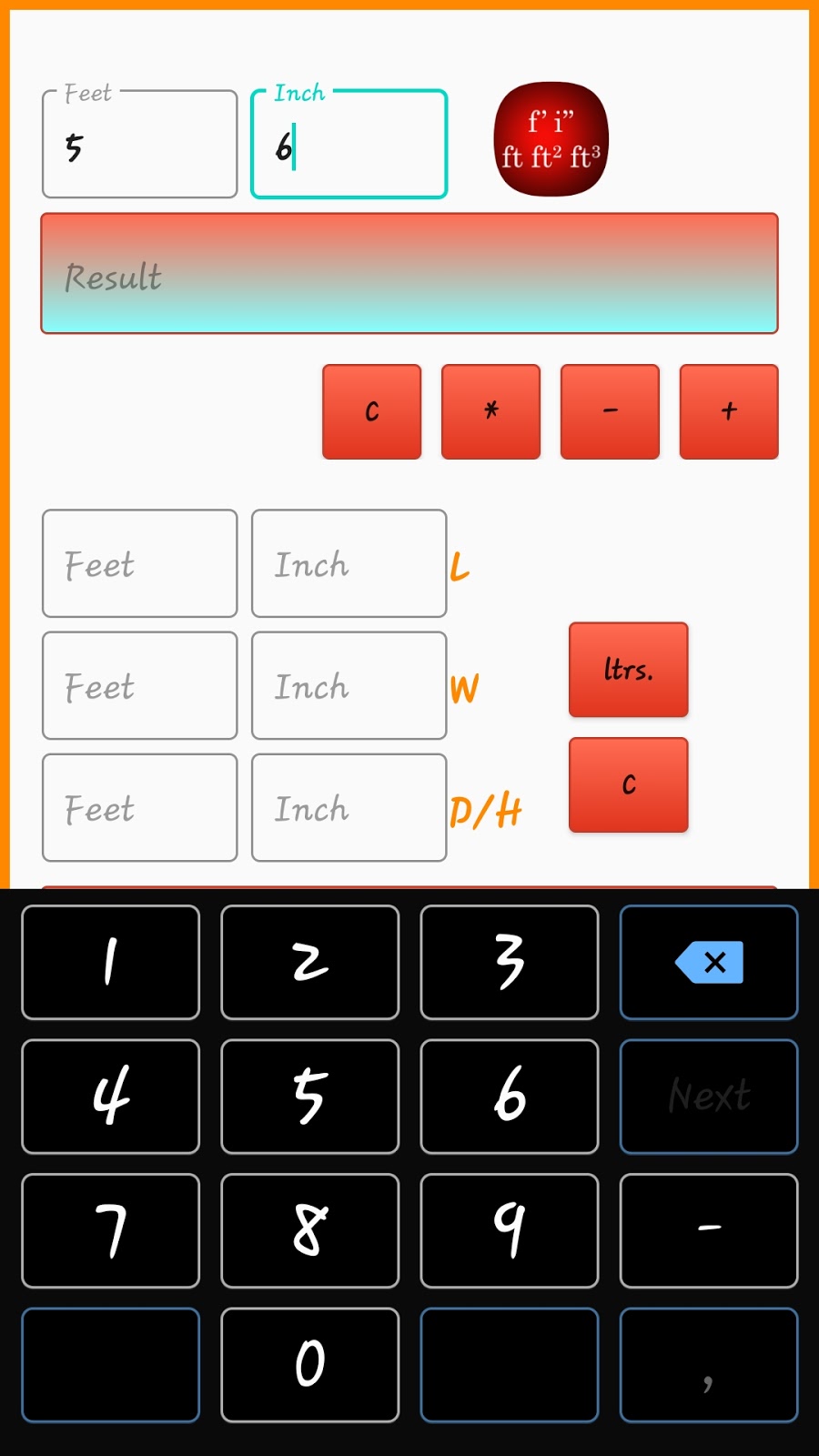 Android Feet and Inch Calculator