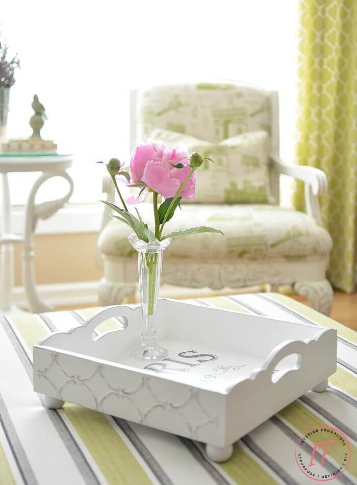 Square Painted Ottoman Tray Makeover