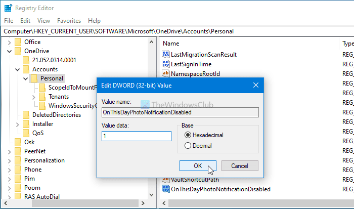 Cómo desactivar la notificación de OneDrive en este día en Windows 10