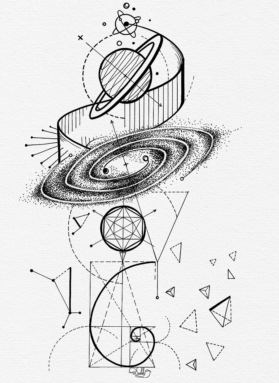 abstract universe tattoo design
