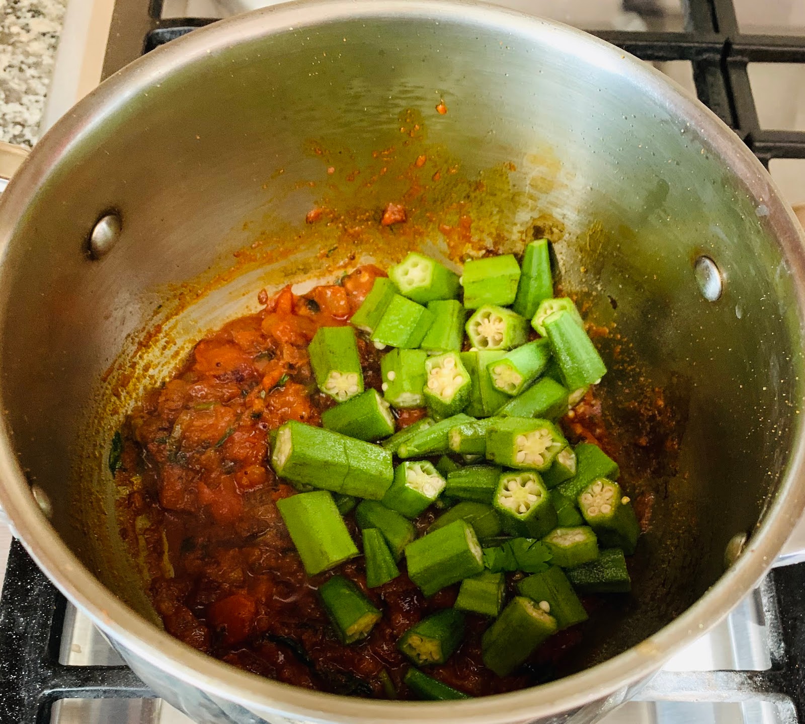 Bendakaya Chaaru/Okra in Wheat Flour Gravy