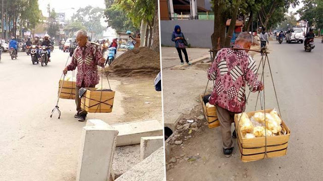 Berjalan dengan Bantuan Tongkat, Kisah Kakek yang Jalan dari Garut ke Bandung Jualan Keripik ini Bikin Kagum Berjalan dengan Bantuan Tongkat, Kisah Kakek yang Jalan dari Garut ke Bandung Jualan Keripik ini Bikin Kagum