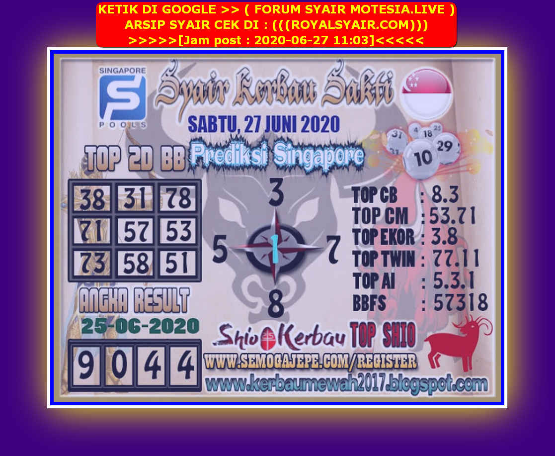 Prediksi Syair sgp 27 Juni 2020 KODE SYAIR SGP SYAIR HK