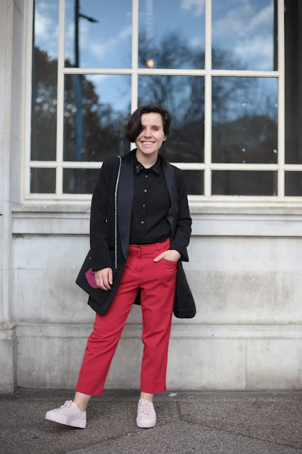 red trousers